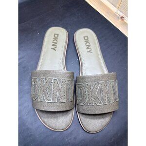 DKNY Womens Willow Slide Sandals Olive Green 9.5 US